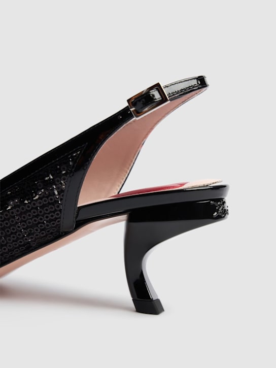 Roger Vivier: 55mm hohe Tweed- und Lacklederschuhe „Virgule“