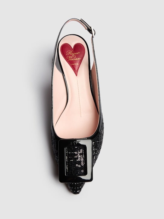 Roger Vivier: 55mm hohe Tweed- und Lacklederschuhe „Virgule“