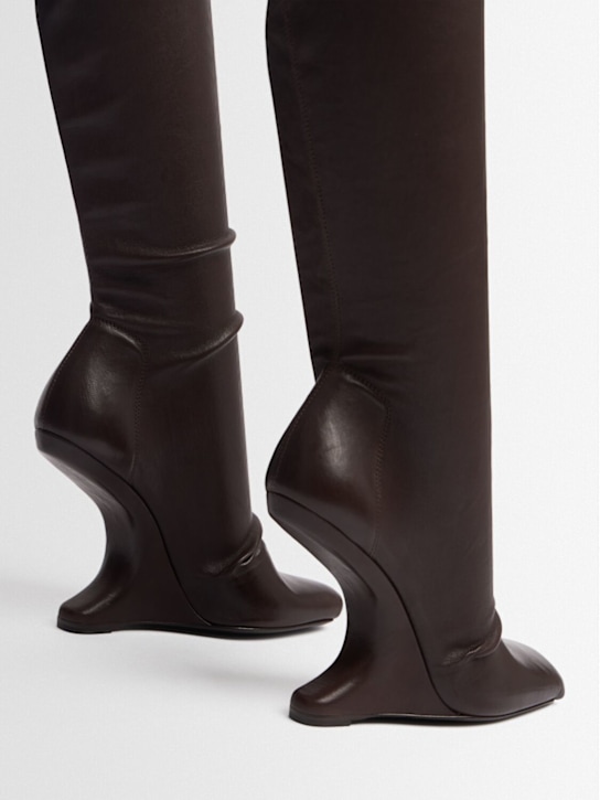 Rick Owens: 110mm schenkelhohe Stiefel aus Leder „Cantilever“