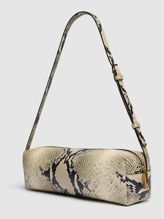Khaite: Sac porté épaule en cuir embossé python Kye