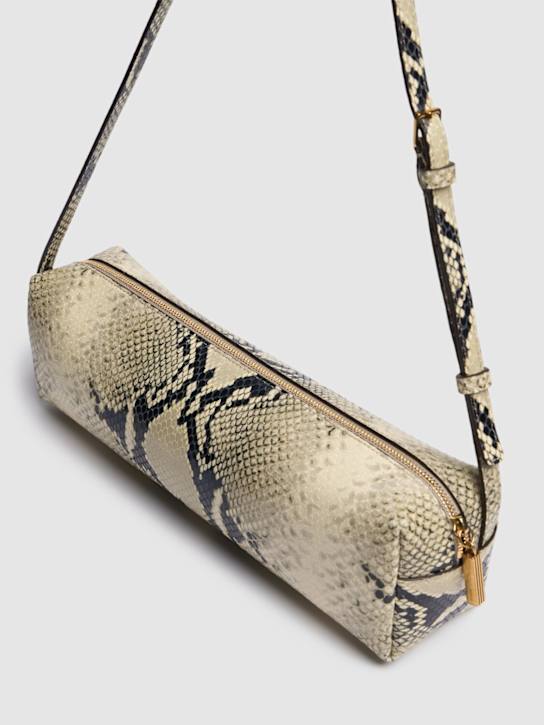 Khaite: Sac porté épaule en cuir embossé python Kye