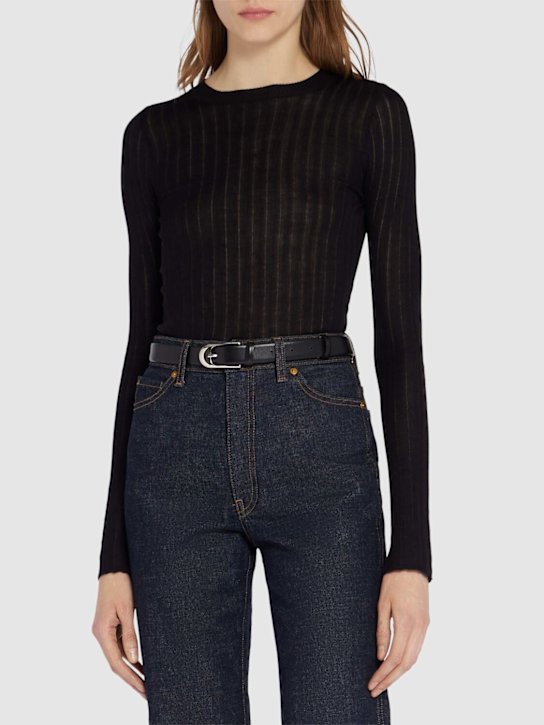 Khaite: Ceinture en cuir lisse Dome