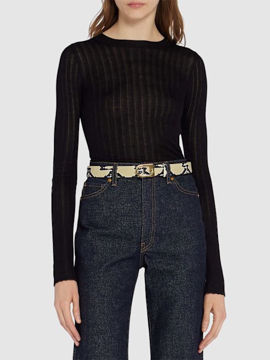 Khaite - 3cm Saddle python print leather belt