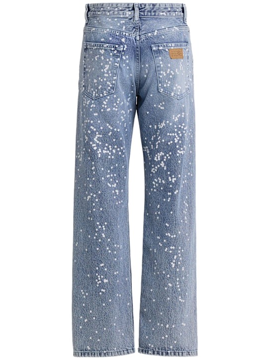 MM6 Maison Margiela: Embellished denim folded straight jeans