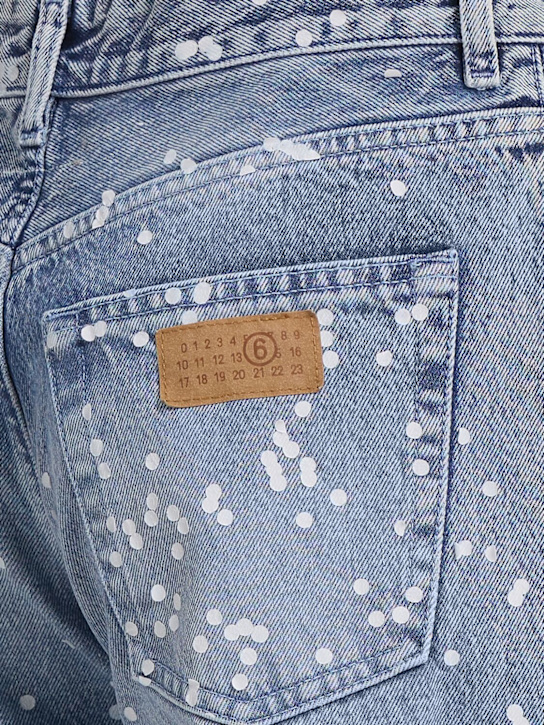 MM6 Maison Margiela: Embellished denim folded straight jeans