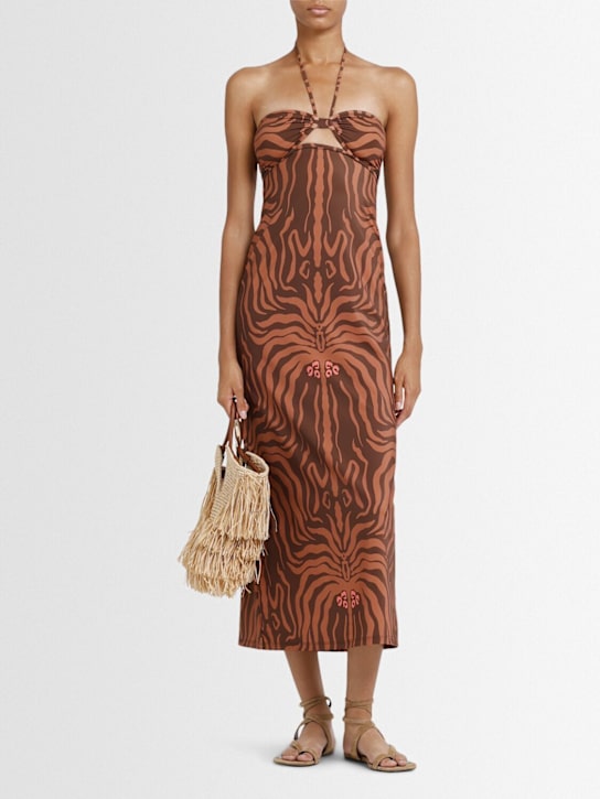 Johanna Ortiz - Robe midi Jungle Palms à col licou