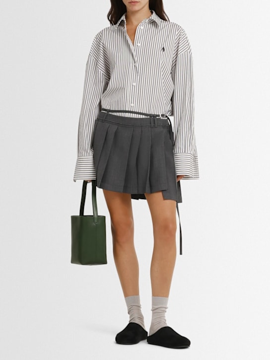 Acne Studios: Mini-jupe en laine mélangée à plis