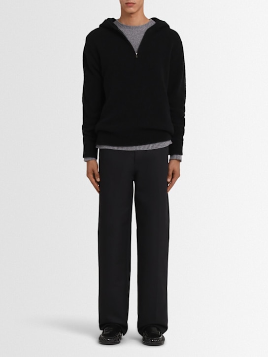THE CORE - Half-zip wool knit hoodie
