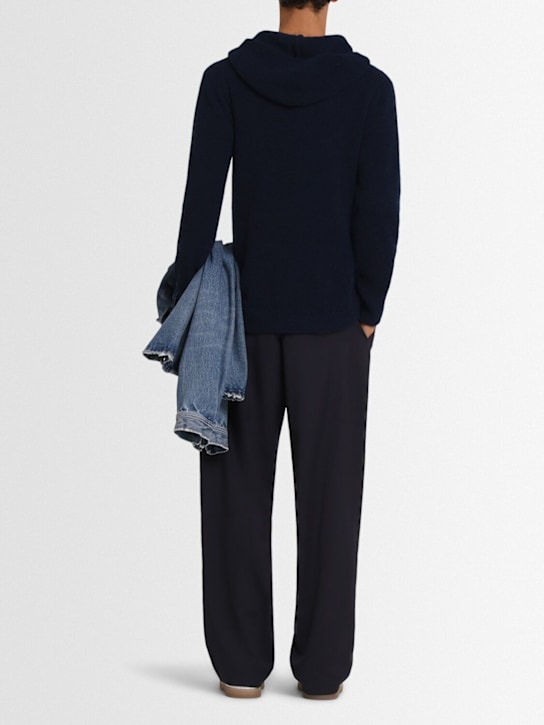 THE CORE: Half-zip wool knit hoodie