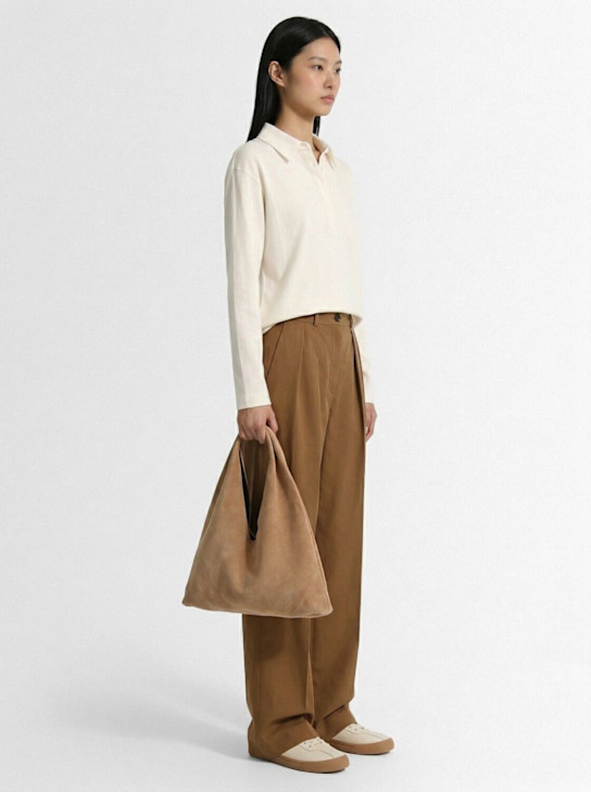 The Row - Small Bindle suede top handle bag