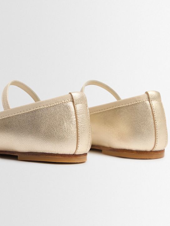 Bonpoint: Ballerines en cuir métallisé Cat