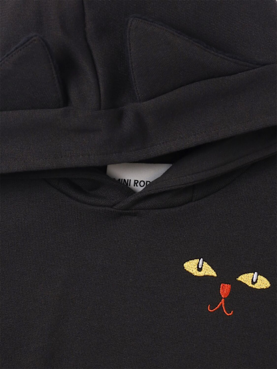 Mini Rodini - Sweat en coton bio imprimé à capuche avec oreilles