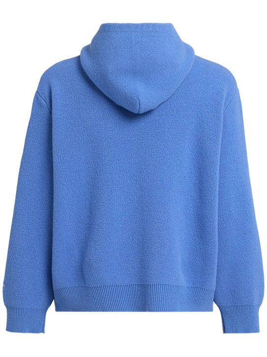 Lc23: Pull-over en maille de laine mélangée à capuche