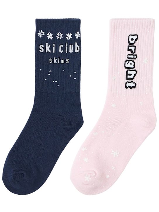SKIMS: Pack of 2 cotton blend ribbed crew socks