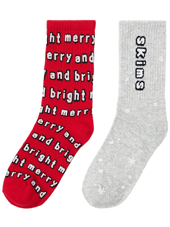 SKIMS: Pack of 2 cotton blend ribbed crew socks