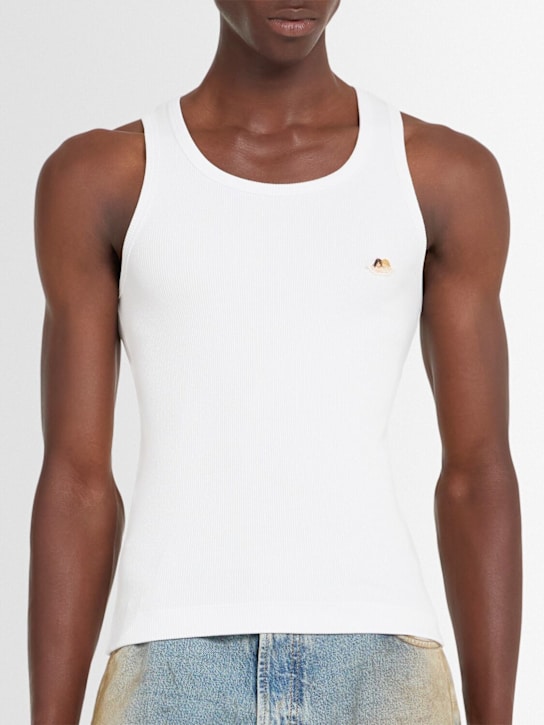 FIORUCCI: Tank top a costine con patch Angel