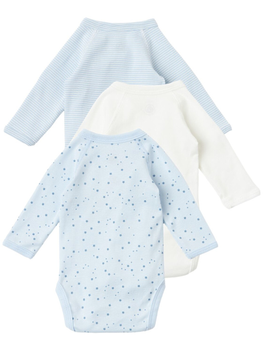 Petit Bateau: Set of 3 printed cotton bodysuits