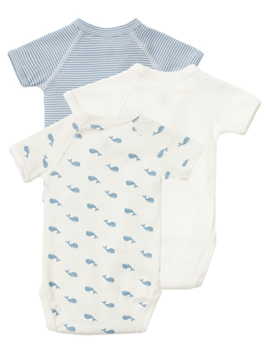 Petit Bateau: Set of 3 printed cotton bodysuits