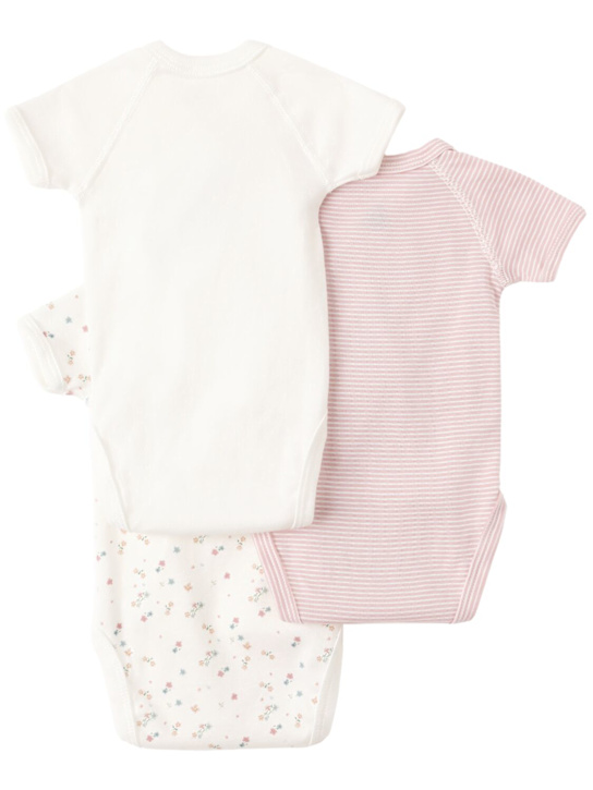 Petit Bateau: Set of 3 printed cotton bodysuits