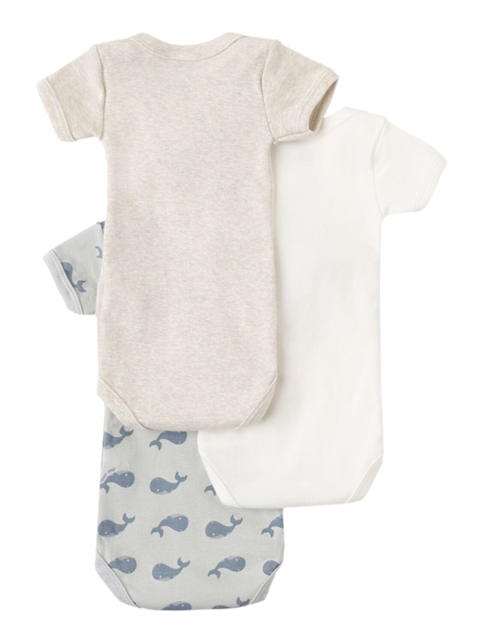 Petit Bateau: Set of 3 printed cotton bodysuits