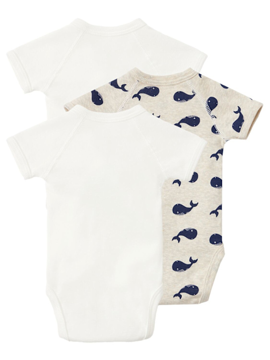 Petit Bateau: Set of 3 printed cotton bodysuits