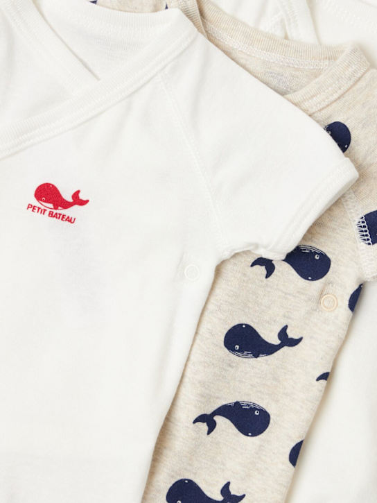 Petit Bateau - Set of 3 printed cotton bodysuits
