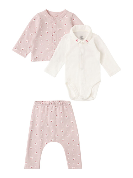 Petit Bateau - Cotton cardigan, bodysuit & pants
