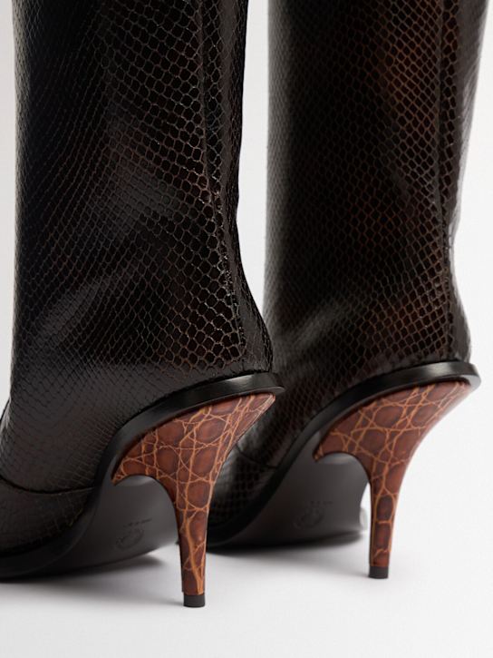 Dries Van Noten: High boots with python effect decorations 105mm