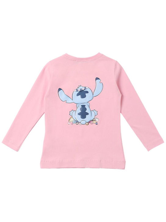 Monnalisa: T-shirt en jersey de coton mélangé imprimé léopard