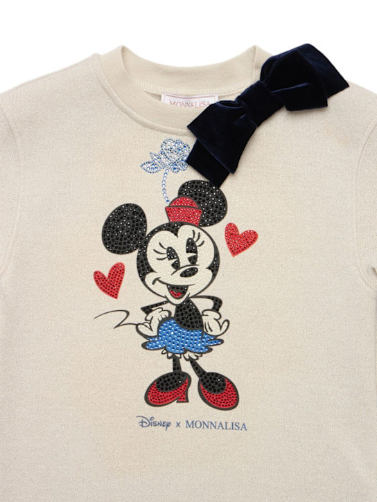 Monnalisa - Vestito in felpa di misto cotone con stampa Minnie