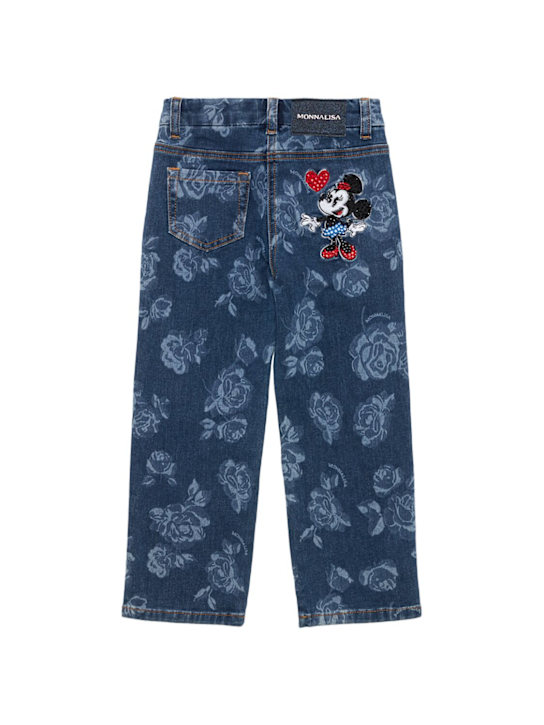 Monnalisa: Printed mixed cotton denim jeans