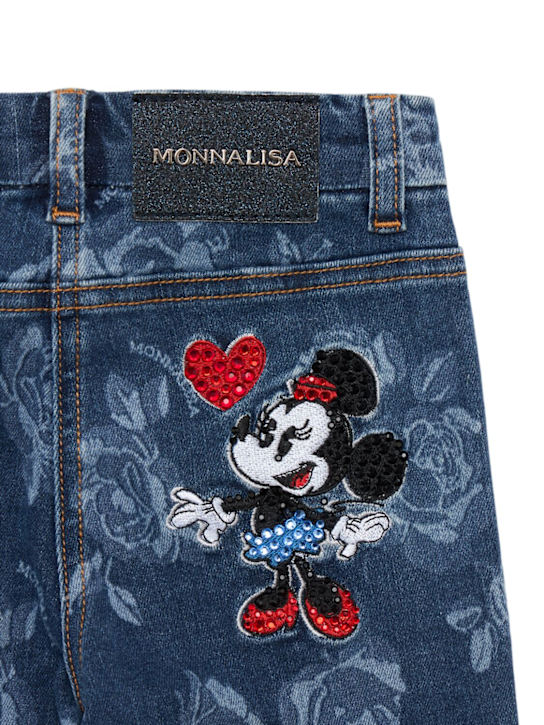 Monnalisa: Printed mixed cotton denim jeans