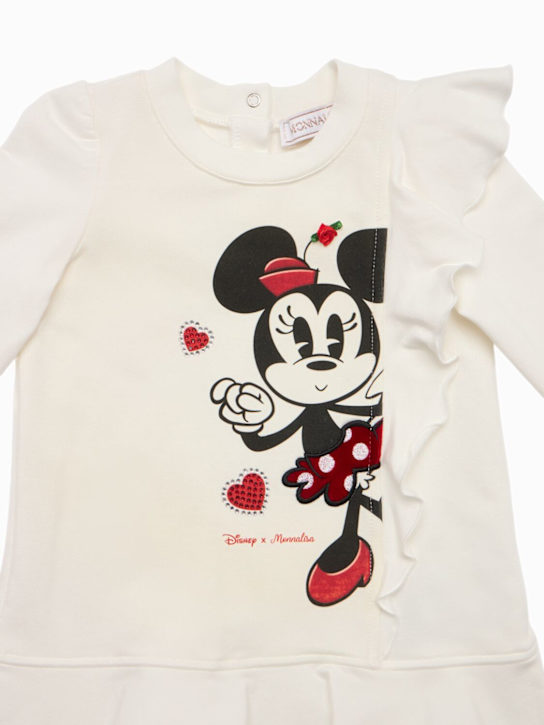 Monnalisa - Vestito in felpa di misto cotone con stampa Minnie