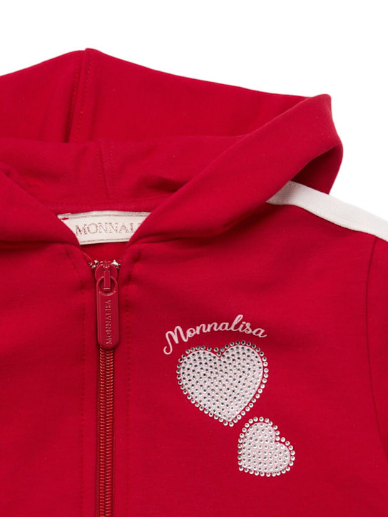 Monnalisa - Felpa in misto cotone con zip e cappuccio