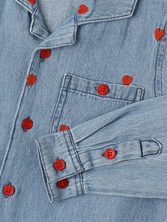 Mini Rodini: Bestickte Bluse aus Baumwolldenim