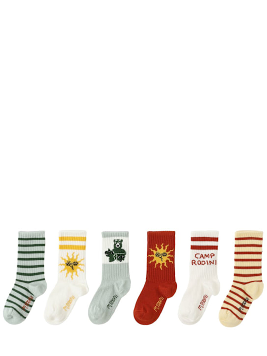 Mini Rodini: Set di 6 paia di calzini in misto cotone jacquard