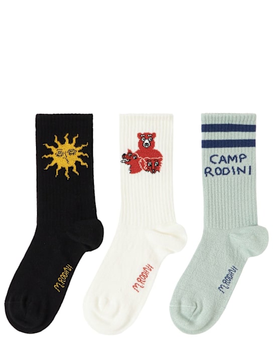 Mini Rodini: Set di 3 paia di calzini in misto cotone jacquard