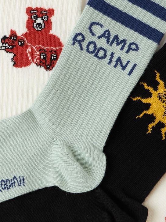 Mini Rodini: Set di 3 paia di calzini in misto cotone jacquard