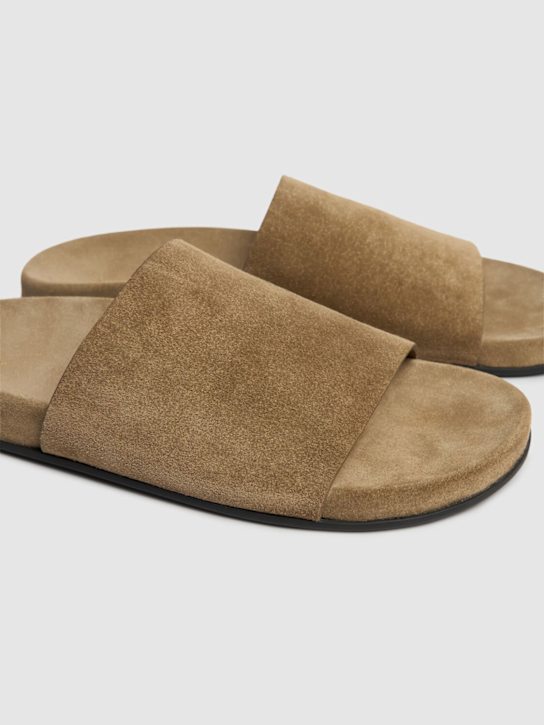 The Row: Hugh leather flat slides