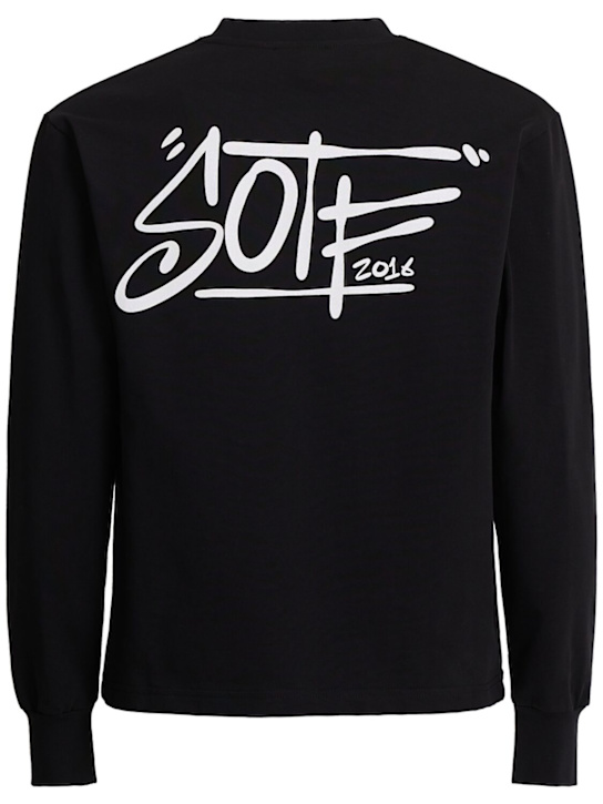 SOTF: Tag printed cotton long sleeve T-shirt