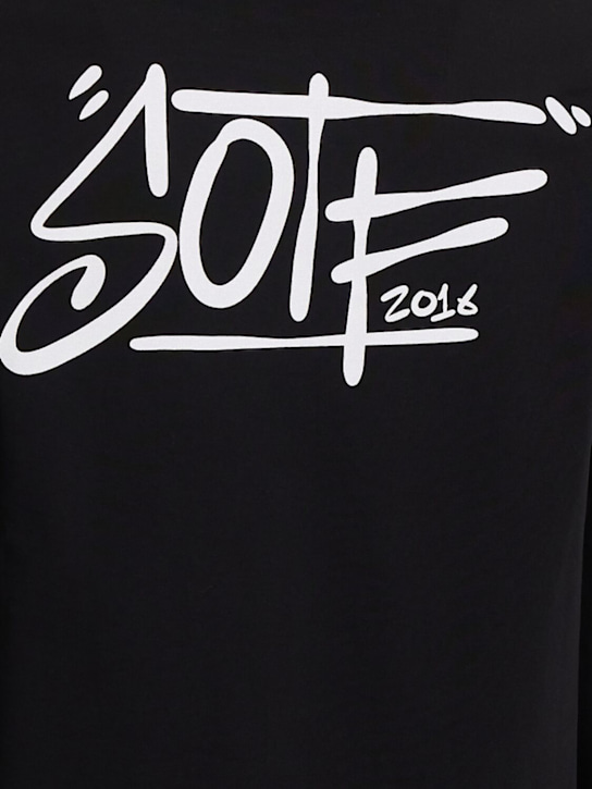 SOTF: Tag printed cotton long sleeve T-shirt
