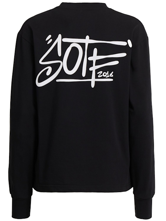 SOTF: Tag printed cotton long sleeve T-shirt