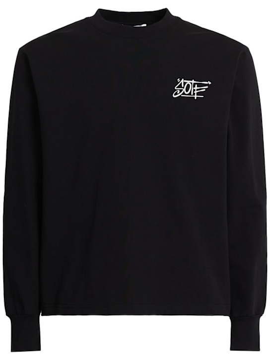 SOTF: Tag printed cotton long sleeve T-shirt