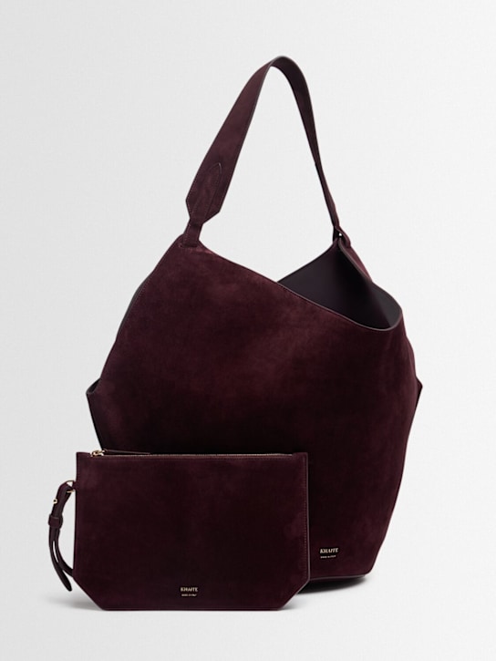 Khaite: Borsa shopping media Lotus in camoscio