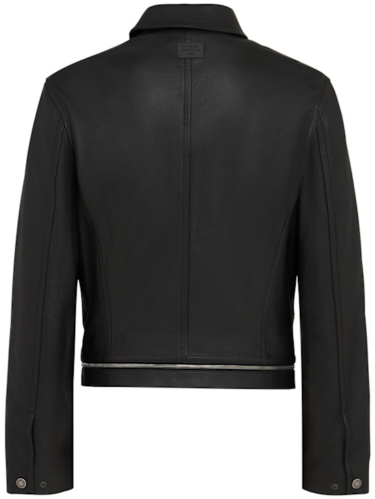 Acne Studios: Giacca in pelle con zip e cintura