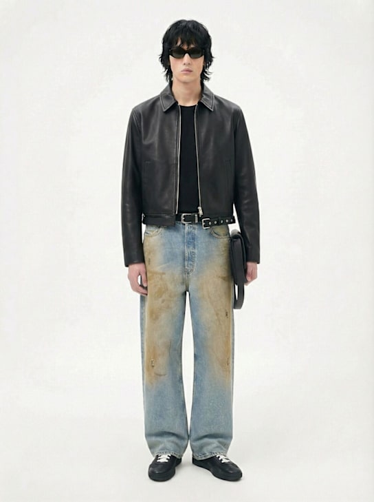Acne Studios - Giacca in pelle con zip e cintura