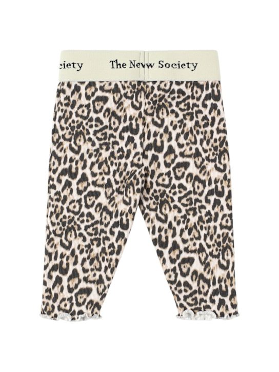 The New Society: Leopard print cotton blend leggings