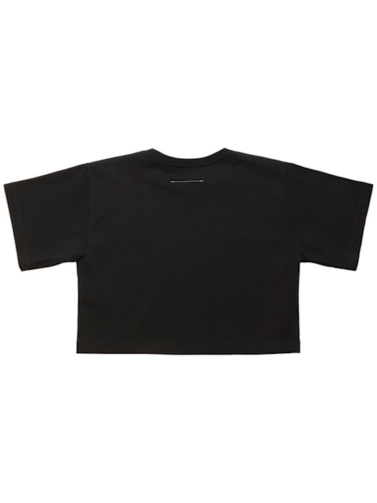 MM6 Maison Margiela: T-shirt cropped in jersey di cotone