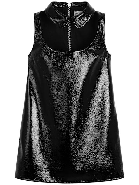 FIORUCCI: Mini-robe en vinyle avec découpe au col