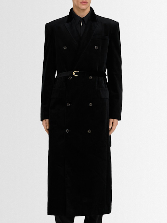 EENK: Belted cotton velvet long coat